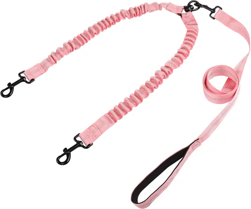 Miniatura 5 de YAODHAOD Correa doble para perro para dos perros, giratoria de 360° sin enredos con mango suave, amortiguador de golpes, reflectante, pesado, 2 Negro
