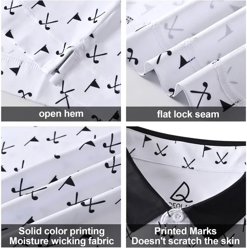 Miniatura 6 de DEOLAX Mens Golf Shirt Moisture Wicking Dry Fit Performance Mens Polo Shirt Regular Fit Fashion Print Short Sleeve Polo