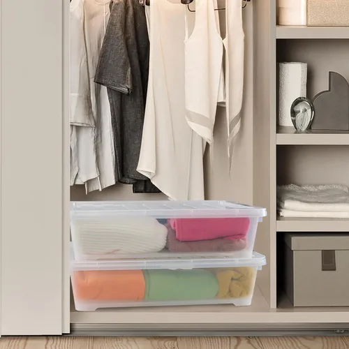 Miniatura 7 de Contenedores de almacenamiento de plástico transparente de 40 cuartos de galón, cajas de almacenamiento grandes de plástico con ruedas, 3 paquetes