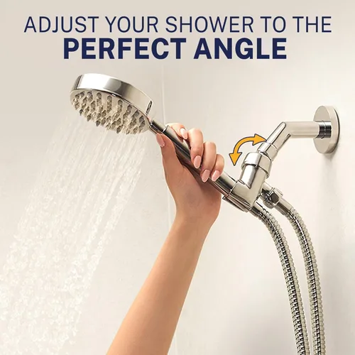 Miniatura 6 de HammerHead Showers® Cabezal de ducha de mano de metal sólido con manguera y soporte de latón, cromado, cabezales de ducha de alta presión de 2.5 GPM