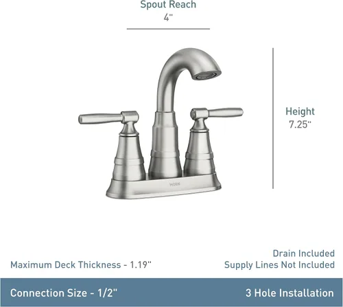 Miniatura 4 de Moen Halle Spot Resist 84971SRN 84971SRN - Grifo de lavabo de baño con dos manijas de níquel cepillado (paquete de 2)