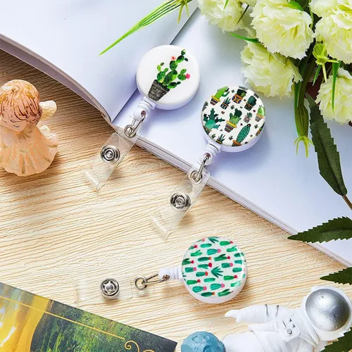 Miniatura 4 de Carrete retráctil para insignias, carretes de insignia de enfermera con clip de cocodrilo, clip decorativo con nombre en portatarjetas de Paquete