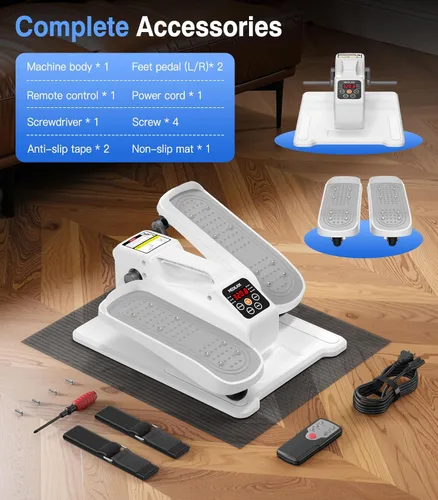 Miniatura 8 de Portable Under Desk Elliptical Machine with Wireless Remote. 12 Manual & 3 Automatic Speeds. Pedal Ellipse Leg Exerciser. Leg Exerciser While Blanco