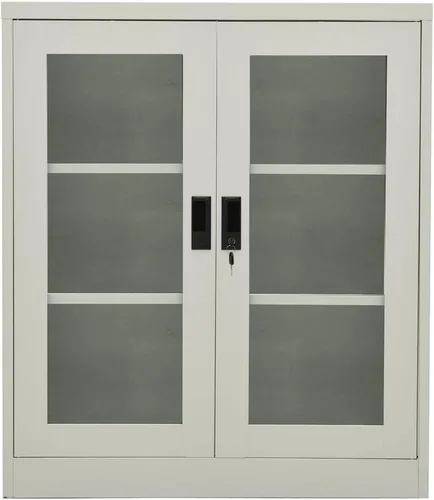 Miniatura 3 de Armario de oficina, gabinete de acero, armario de almacenamiento de acero con ajustable, gabinete para oficina, garaje, cocina, gris claro, 35.4 x
