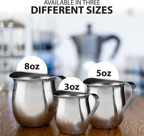Miniatura 4 de Crema de campana de acero inoxidable para jarra de espuma de café expreso (2, 3 onzas)