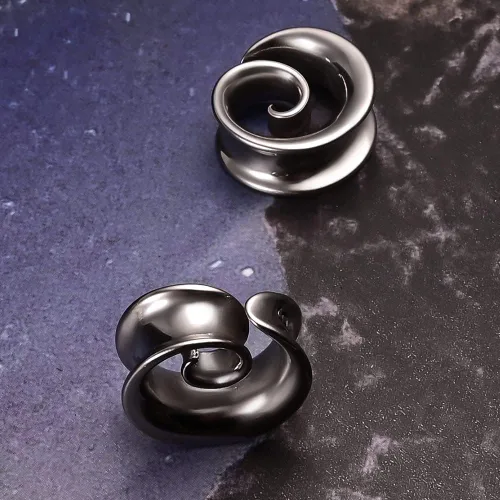 Miniatura 6 de 2 ganchos redondos en espiral de moda para lóbulos estirados para túneles de oído, dilatadores, piercing, joyería corporal