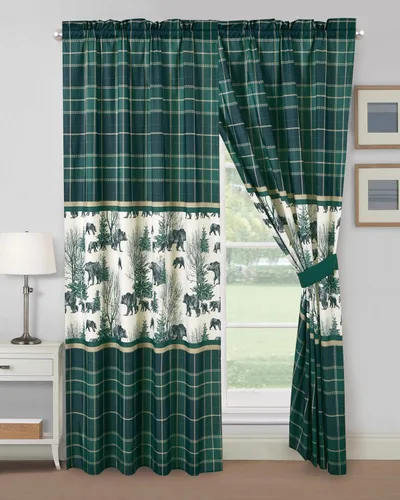 Miniatura 2 de Chezmoi Collection Basin - Juego de 4 piezas de cortinas para ventana de cabaña Northwest Lodge con respaldo transparente - Microfibra estampada