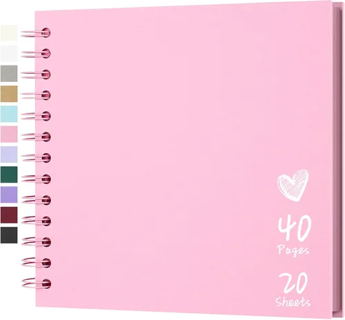 Álbum de recortes de 7 x 7 pulgadas, álbum de recortes DIY de tapa dura de papel kraft, álbumes de fotos, 40 páginas, perfecto para fotos de 4 x 6 /