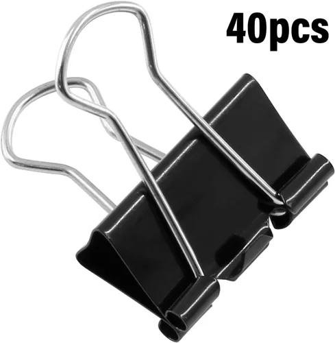 Miniatura 2 de Paquete de 40 clips medianos para carpeta, 1 1/4 pulgadas / 1.260 in, abrazaderas de papel de metal negro para oficina, escuela, hogar, bricolaje