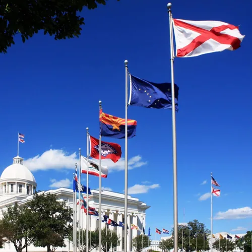 Miniatura 9 de Bandera del estado de Alabama de 3 x 5 pies para exteriores, doble cara, 3 capas, poliéster, AL Alabama, banderas con 2 ojales de latón