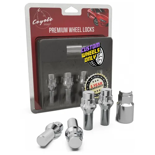 Miniatura 12 de Wheel Accessories Parts 4 cerraduras + llave M12 x 1.25 12 x 1.25 rosca Bellota para asiento con cerradura de perno de asiento con acabado negro