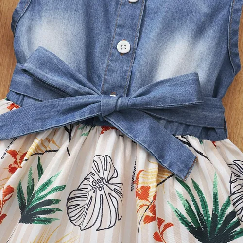 Miniatura 7 de Saeaby Vestido de Niña Bebé Ropa de Verano para Niña Pequeña Vestido sin Mangas para Bebé Vestido de Mezclilla con Flores Vestido de Verano Vestidos