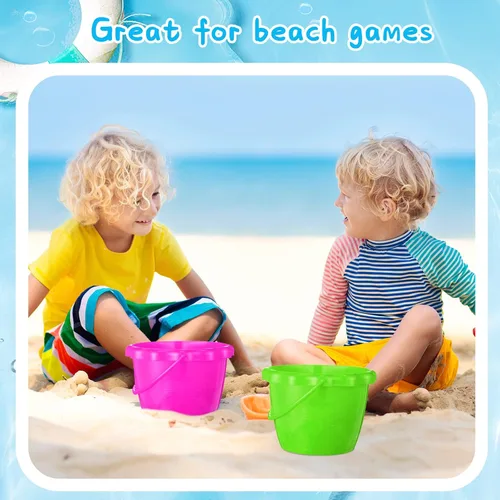 Miniatura 5 de Yinder 20 paquetes de cubos de arena a granel para niños, cubos de plástico de 6.5 pulgadas, juguetes de playa para recuerdos de fiesta de piscina
