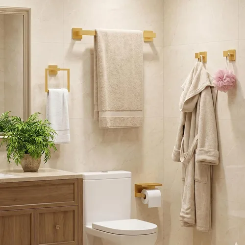 Miniatura 6 de Kit de 10 piezas de accesorios de baño - Juego de acero inoxidable SUS304 con acabado cepillado, que incluye 2 barras de toalla de 23.6 pulgadas, 2