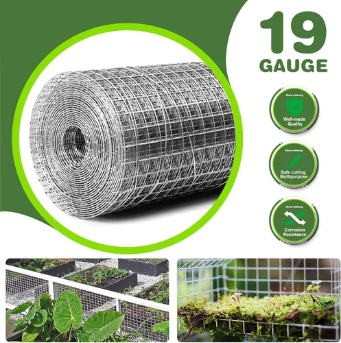 Miniatura 5 de Tela de hardware de 1/2 pulgadas, 4 pulgadas x 10 pies, 19GA, galvanizado en caliente después de la soldadura, malla de alambre de pollo, valla