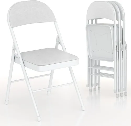 Miniatura 11 de VECELO Paquete de 4 sillas plegables acolchadas, asiento y respaldo acolchados cómodos con marco de acero, para oficina, interiores y exteriores