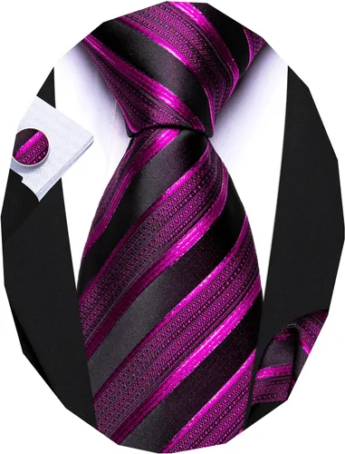 Miniatura 311 de Barry.Wang Juego de corbatas para hombre, corbata de seda a rayas, tejido a cuadros, gemelos formales, negocios, boda