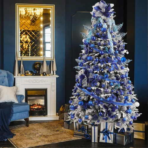 Miniatura 4 de Wironlst Adornos de bola de Navidad - 30 piezas de adornos de Navidad de plástico irrompibles para árbol de Navidad, vacaciones, boda, fiesta Azul