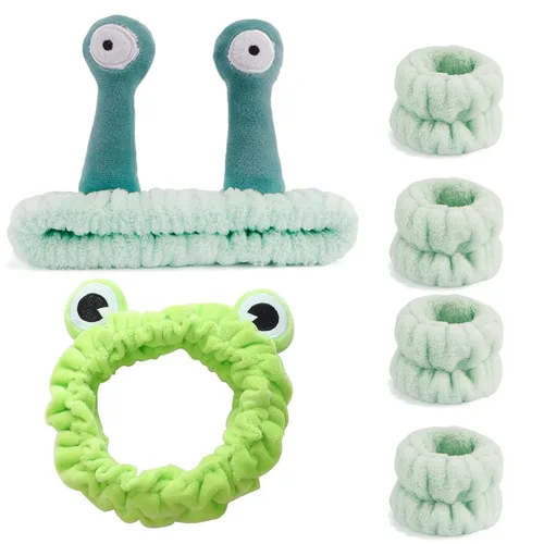 Miniatura 8 de Chanaco 12 piezas de bandas para la cabeza y toallas de muñeca de spa para lavado facial, juego de bandas para el maquillaje, bandas para el cuidado