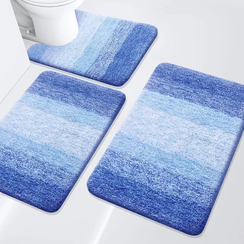 Miniatura 20 de Arotive - Juego de alfombras de baño de 3 piezas, alfombras de baño extra suaves y absorbentes, alfombrillas de baño lavables a máquina y que se