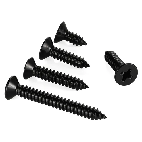 Miniatura 7 de Mellewell Tornillos de chapa metálica de cabeza plana #4 x 1, tornillos para madera, acabado negro, acero inoxidable 18-8, autoroscantes, 100