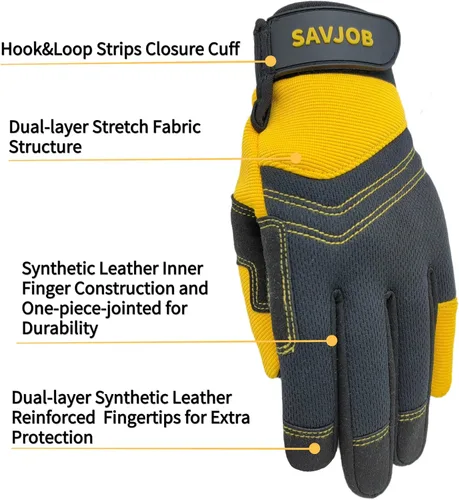 Miniatura 2 de Guantes de trabajo de seguridad para hombres y mujeres, guantes de trabajo utilitarios, guantes de mecánico, guantes de trabajo de patio, ajuste