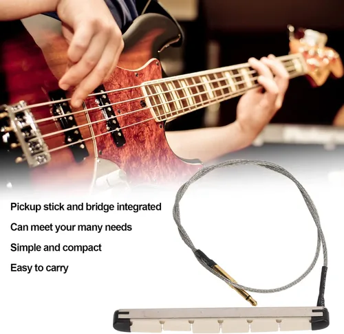 Miniatura 6 de Pastilla de pastilla de guitarra, puente integrado, tira extraíble, para bajo acústico de 6 cuerdas