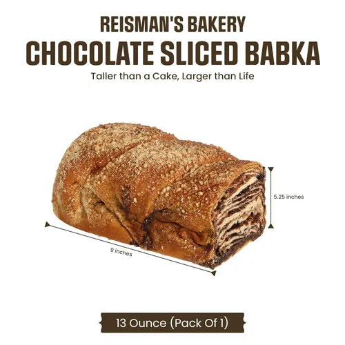 Miniatura 3 de Reisman's Bakery Pastel de chocolate Babka, postre fresco, pastel de chocolate sin nueces y sin lácteos, pan Babka certificado OU Kosher, 1 libra