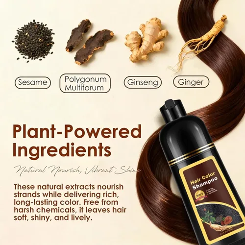 Miniatura 5 de Champú de tinte para el cabello 3 en 1 para mujeres y hombres, rica coloración de raíz a punta con extractos naturales, 3-4 semanas de duración