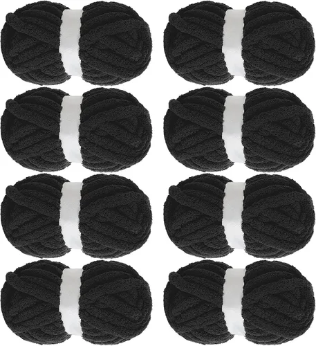 Miniatura 22 de MABOZOO Paquete de 8 ovillos de hilo grueso surtido para crochet - Chenilla jumbo esponjosa, hilo suave y voluminoso para tejer a mano o con los Rojo