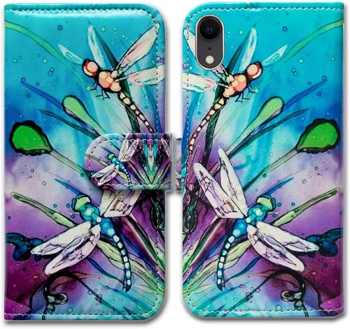 Miniatura 8 de Bcov Funda para iPhone XR, funda de piel con tapa y función atril para iPhone XR