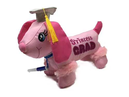 Miniatura 2 de Charming Toys Perro princesa de peluche de autógrafo de graduación con bolígrafo, Felicidades Grad! 9 pulgadas, color rosa