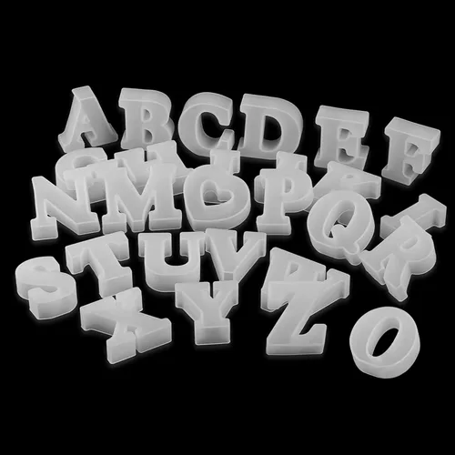 Miniatura 6 de Paquete de 27 moldes de letras de 2.5 pulgadas, 26 piezas de moldes de letras inglesas + molde de corazón del alfabeto, moldes de silicona