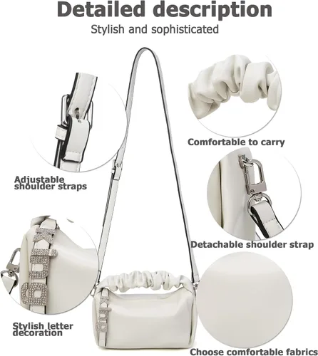 Miniatura 5 de KingTo Bolso pequeño de hombro para mujer, bolso de mano suave de diseñador en la nube, bolso cruzado ligero