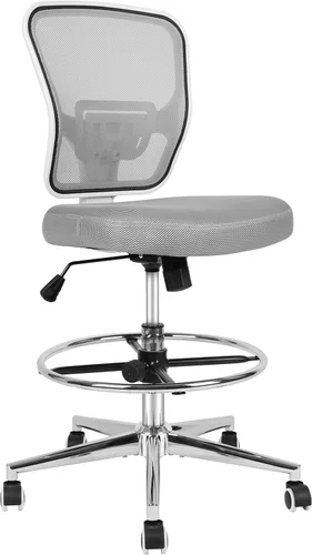 Silla de dibujo, silla de oficina alta para escritorio de pie, taburete de dibujo con soporte lumbar, altura ajustable y anillo para el pie, color