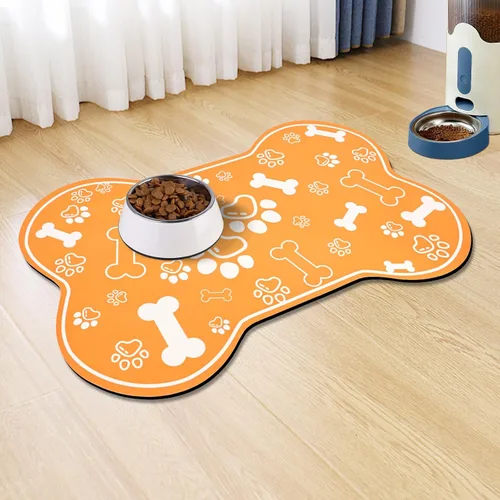 Miniatura 15 de Alfombrilla para Comida de Perros y Gatos, Alfombrilla para Alimentación de Mascotas de Absorción Rápida, Alfombrilla para Perros en Forma de Hueso