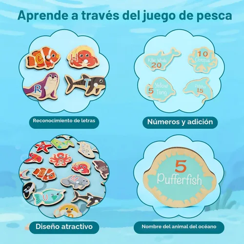 Miniatura 8 de TOP BRIGHT Juego Montessori de Pesca para Niños Pequeños - Juguetes Magnéticos de Pesca de Madera para Niños de 3 Años, Regalo para Niñas y Niños