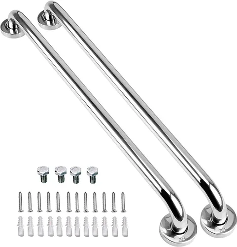 Miniatura 10 de Paquete de 2 barras de agarre negras para ducha de 24 pulgadas, mango de acero inoxidable para baño, barra de equilibrio de ducha de baño, soporte
