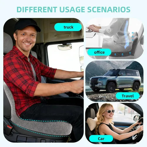 Miniatura 4 de Cojín de asiento de camión de espuma viscoelástica, cojín de silla de diseño ergonómico en forma de L con soporte lumbar para aliviar la presión