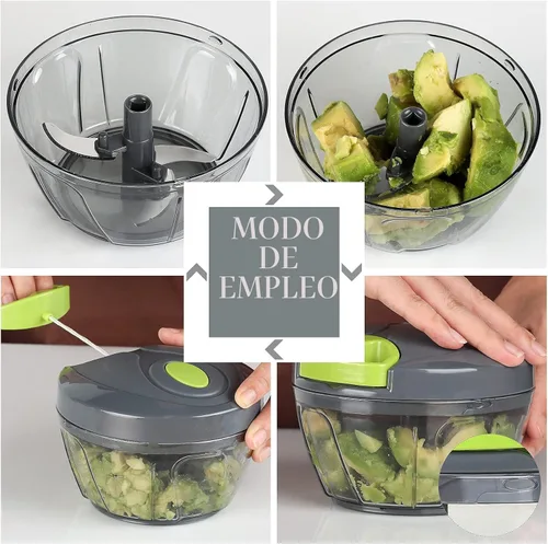 Miniatura 6 de Ourokhome procesador manual de alimentos, picadora de verdura portátil a cuerda, para picar ajo, cebolla, verduras, jengibre, frutas, frutos secos