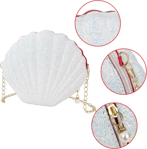 Miniatura 5 de Bolso de noche de concha de mar para mujer, bolso de hombro con correa de cadena de sirena, bolso de mano Seashell, Mermaid, Chain Strap