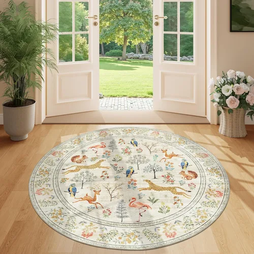 Miniatura 258 de DUKINO Alfombra de área de 6 x 9 pies, alfombra floral para sala de estar, ligera, antideslizante, lavable, alfombra de interior de pelo bajo