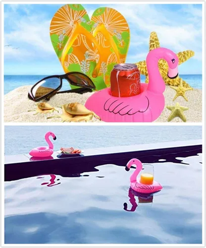 Miniatura 7 de Soporte inflable para bebidas, flotadores para piscina, portavasos flotantes, posavasos flotantes inflables para fiesta en la piscina