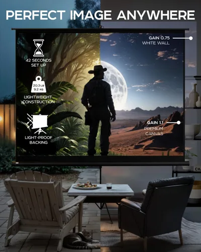Miniatura 5 de PropVue - Pantalla de proyector con soporte de 120 pulgadas - Pantalla de proyección para interior y exterior para películas u oficinas - Pantalla