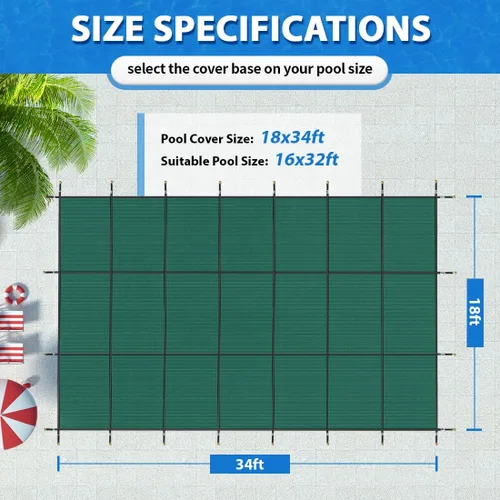 Miniatura 2 de iCOVER - Cubierta de seguridad para piscina interior, 16 x 32 pies, cubierta de seguridad rectangular para piscinas interiores, cubierta de piscina