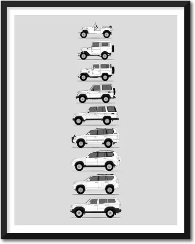 Miniatura 29 de Idea Network Póster hecho a mano compatible con Toyota FJ Cruiser, arte de pared impreso hecho a mano, decoración de los BJ, FJ25, FJ40, FJ43, FJ45