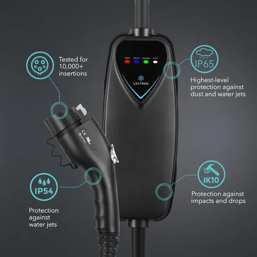 Miniatura 6 de Lectron Cargador EV de nivel 2 – Certificado ETL, 240 V, 40 amperios, enchufe NEMA 14-50, cable de extensión de 16 pies y cable J1772 – Cargador