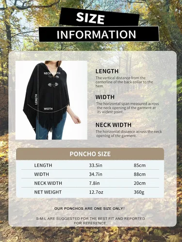 Miniatura 5 de Ferand Poncho de ajuste holgado para mujer con elegantes botones de cuerno, cuello en V y dobladillo en V