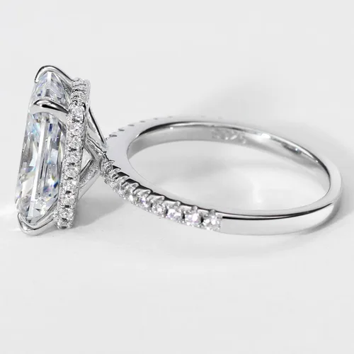 Miniatura 5 de michooyel S925 - Anillo de compromiso de circonita cúbica de corte radiante de 4 quilates anillo de compromiso de boda de plata de ley para mujer