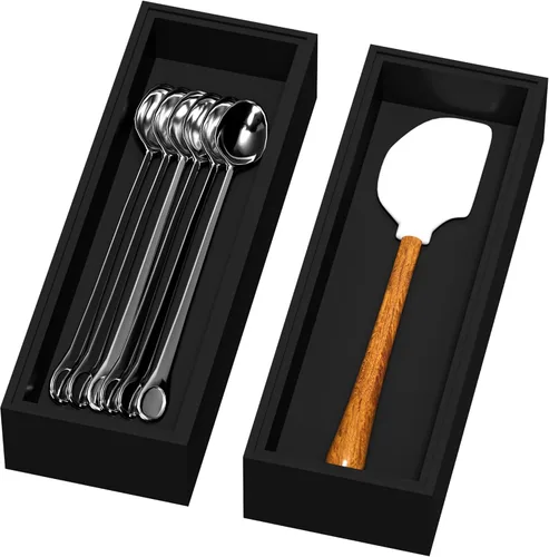 Miniatura 11 de Lixple Organizador de Cajón de Bambú, Pequeño Organizador de Cubiertos para Cajón de Cocina, Organizador de Utensilios Apilable, 2 Piezas